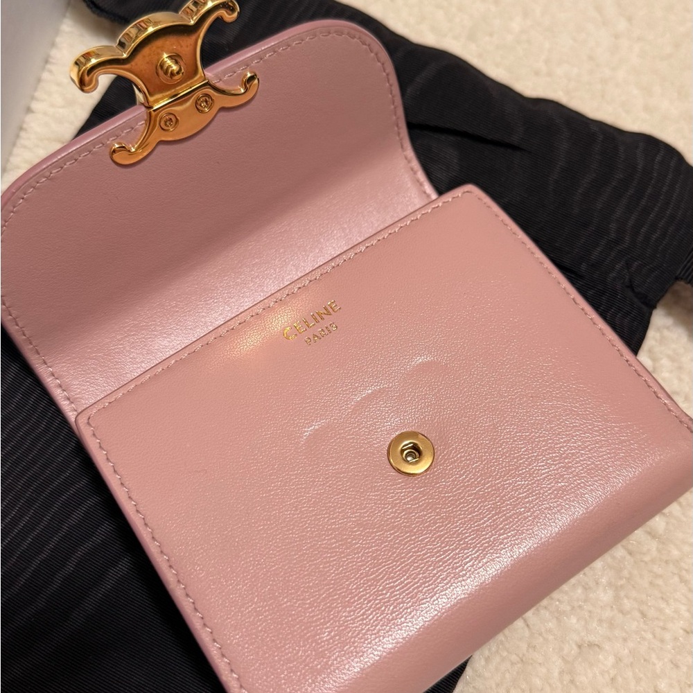 [CELINE] PINK TRIOMPHE WALLET with Gold Accent - Picture 3 of 10